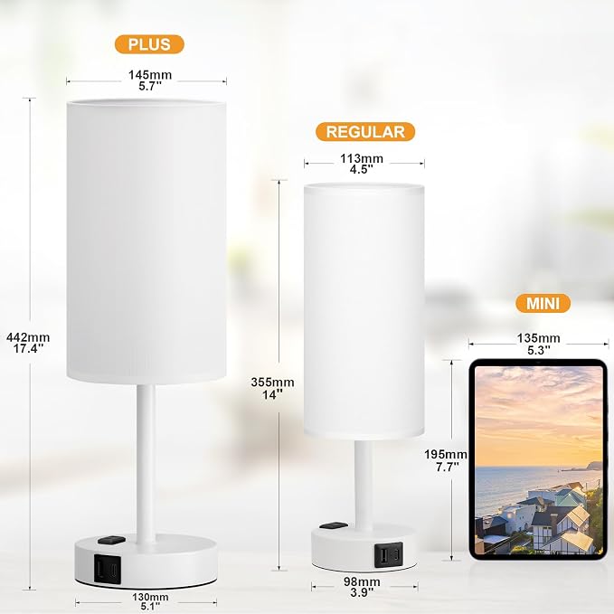 White Nightstand Bedroom Lamp - Image 2