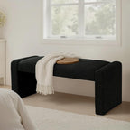 Black Entryway Bench with Solid Wood Frame, Living Room by SIMTONAL