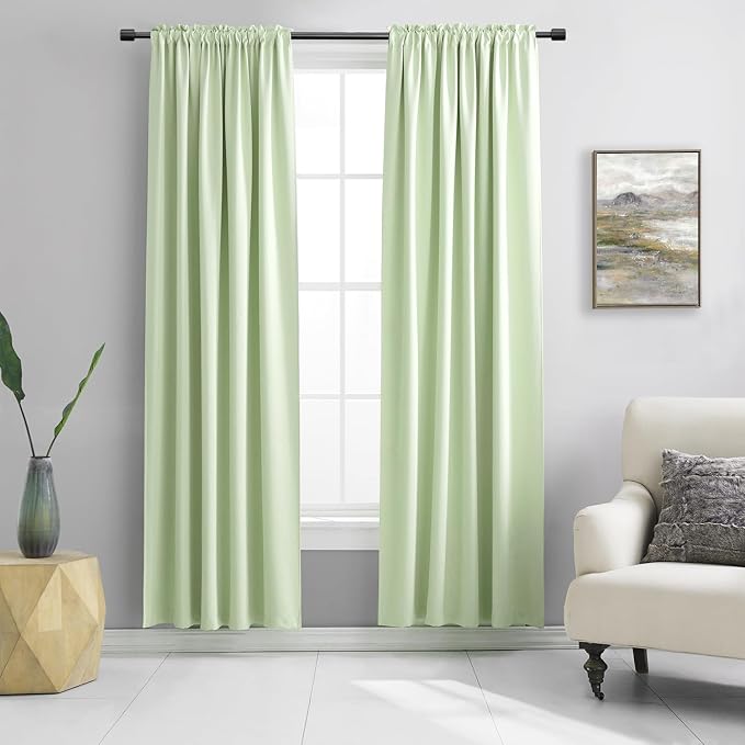 Light Green 80 Inch Length Room Darkening Curtain Panels/Drapes by DONREN
