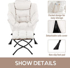 Lazy Chair with Ottoman, Comfy Accent Reading Chair, Removable Cover, with - Image 4