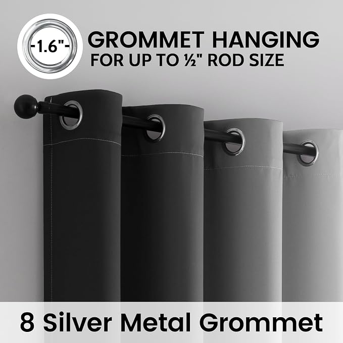 SimpleHome 100% Blackout Ombre Bedroom Curtains Black and Greyish White - Image 4