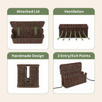 Cable Management Box, Handmade Rattan Cord Organizer - Image 6