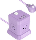 FDTEK Cube Power Strip USB C, 4 Outlets 3 USB 10 FT Extension Cord Purple | by FDTEK