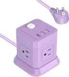 FDTEK Cube Power Strip USB C, 4 Outlets 3 USB 10 FT Extension Cord Purple | by FDTEK