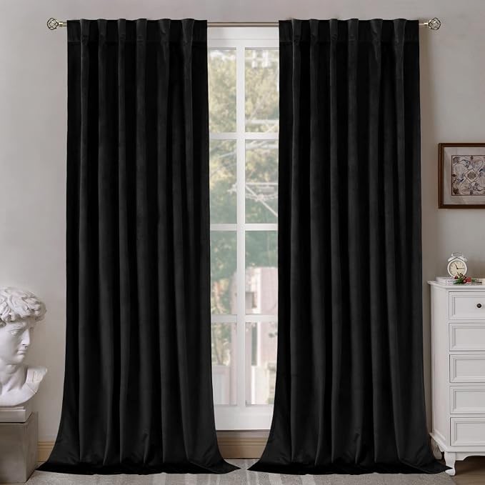 BGment Halloween Black Velvet Curtains 96 Inches by BGment