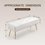 Furnimart Upholstered Tufted White Bench Ottoman - Image 3