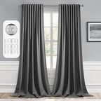 MIULEE Grey Back Tab Blackout Curtains 52x120 Inch Long 2 Panels Set | Rod by MIULEE