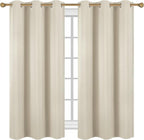 Diraysid Light Beige Grommet Blackout Curtains - Image 2