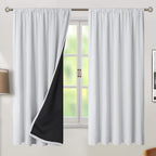 BGment Greyish White 100% Blackout Curtains 63 Inches Long - Image 2