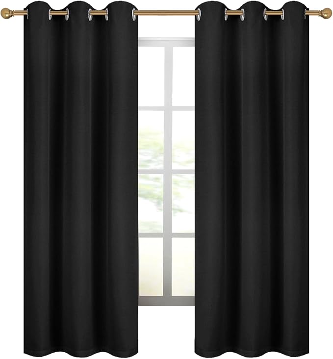 Diraysid 100% Blackout Curtains Black Linen Curtains - Image 6