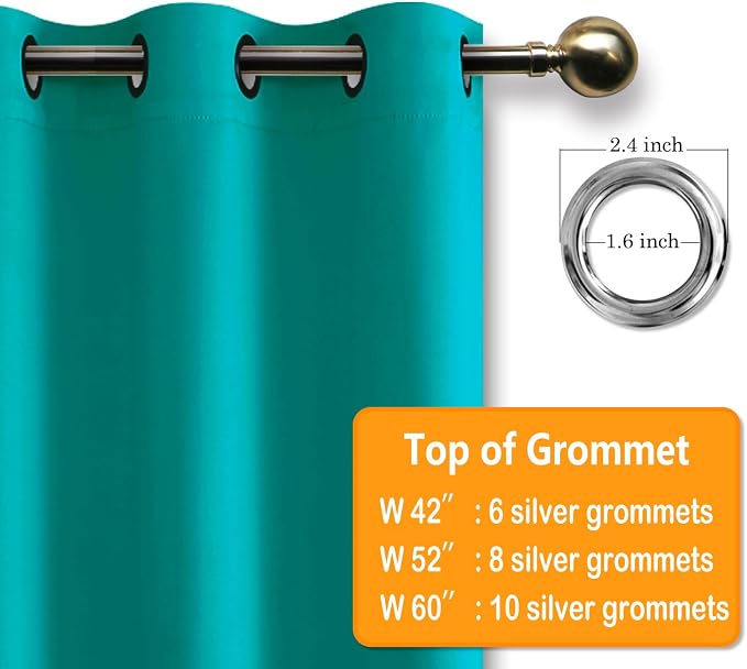 Blackout Curtains for Bedroom, Peacock Teal, 60 x 84 Inch, 2 Panels | Thermal - Image 5