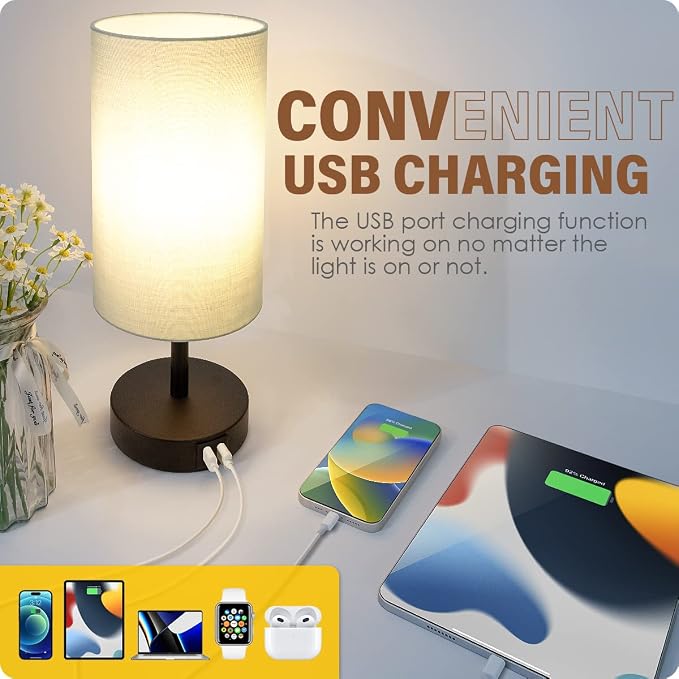 Yarra-Decor Bedside Lamp with USB Port - Image 3