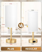 17.4" Gold Bedside Table Lamps Set of 2 - Image 2