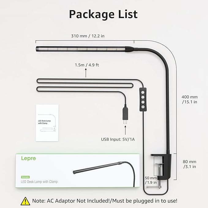 Lepro Clip on Desk Lamp, LED Reading Light - Image 6