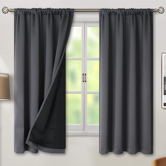 BGment 100% Grey Blackout Curtains - Image 2
