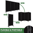 4 Panel Folding Room Divider, Sturdy Frame Freestanding Wall Divider | - Image 4