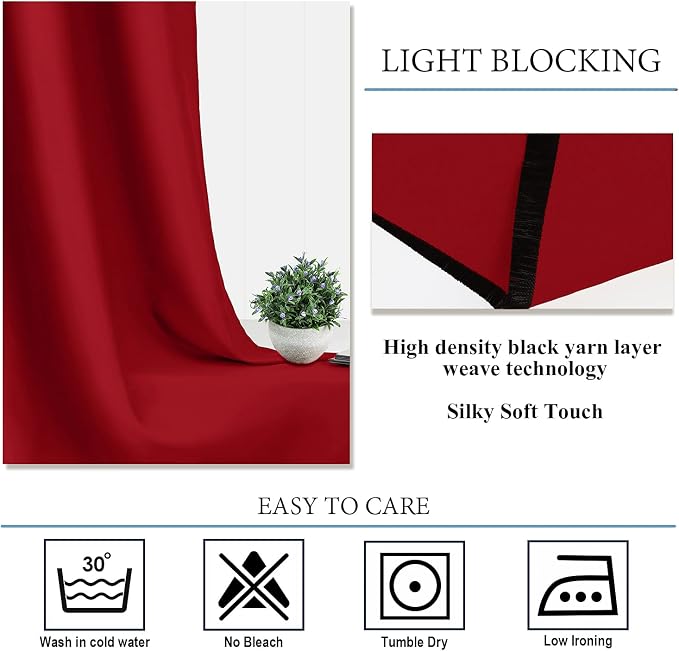 Diraysid Red Grommet Blackout Curtains - Image 4