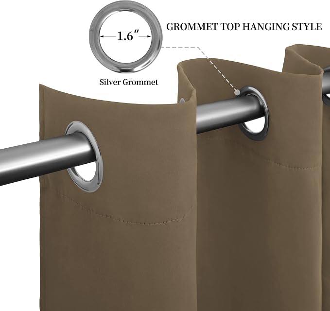 Easy-Going Thermal Grommet Blackout Curtains, 2 Panels 52x96 in, Natural | - Image 5