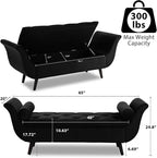 65" Velvet End of Bed Bench, Upholstered Seat - Image 2