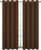 Diraysid Chocolate Brown Grommet Blackout Curtains - Image 2