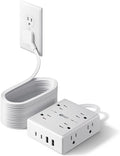 SUPERDANNY Extension Cord, Flat Plug Surge Protector Power Strip, 20Ft | 8 AC & by SUPERDANNY