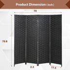 Room Divider Wall Divider 6FT 4 Panels Wood Mesh Hand-Woven Indoor Room Screen - Image 2