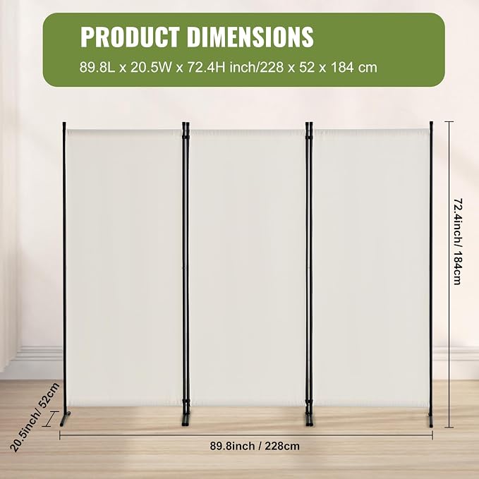 VEVOR Room Divider, 3 Panel Room Dividers and Folding Privacy Screens, Fabric - Image 7