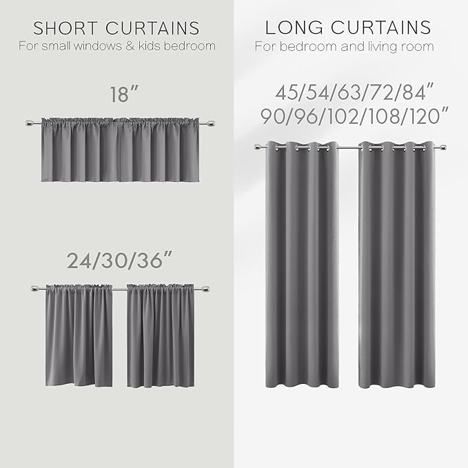 KOUFALL 54 Inch Curtains 2 Panel Set, Light Grey, 42 x 54 Inches Long - Image 5