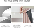 AJAZZ 100% Blackout Self Adhesive Curtains Small Window Short Temporary Black - Image 3
