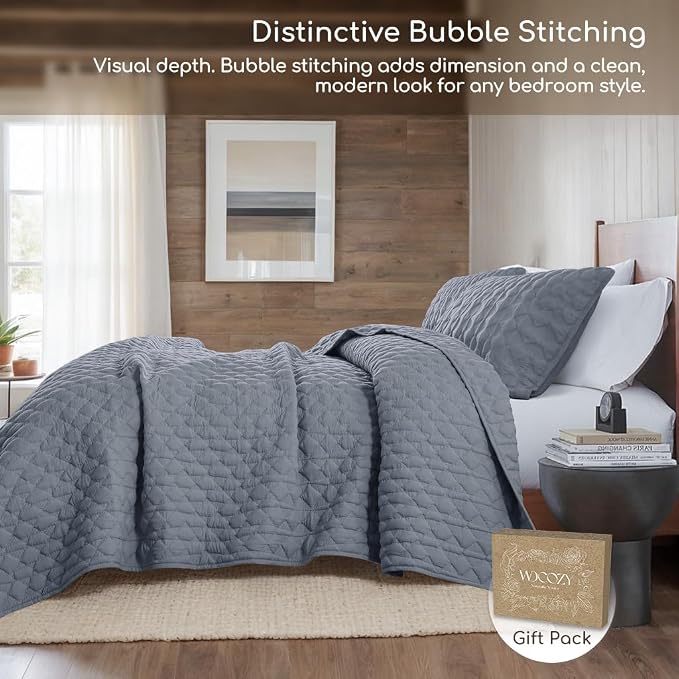 WDCOZY Blue Quilt King Size Bedding Sets - Image 4