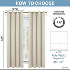 Diraysid Light Beige Grommet Blackout Curtains - Image 6