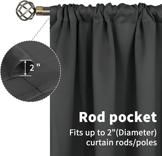 BGment Dark Grey Blackout Curtains 90 Inches Length - Image 4