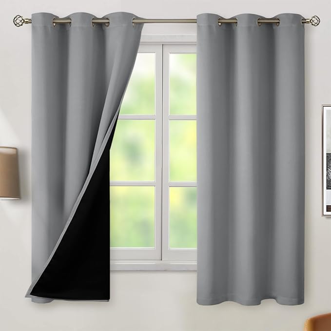 BGment Thermal Insulated 100% Blackout Curtains 63 Inch Length 2 Panels by BGment