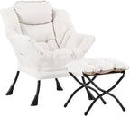 Lazy Chair with Ottoman, Comfy Accent Reading Chair, Removable Cover, with by LITA