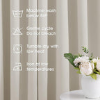 HOMEIDEAS Cream Beige Blackout Curtains - Image 2