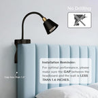Patented Innovative Design Headboard Reading Light. No Drilling Golden Book - Image 3
