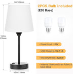 White Bedside Lamps Set 2 for Bedroom - Image 7