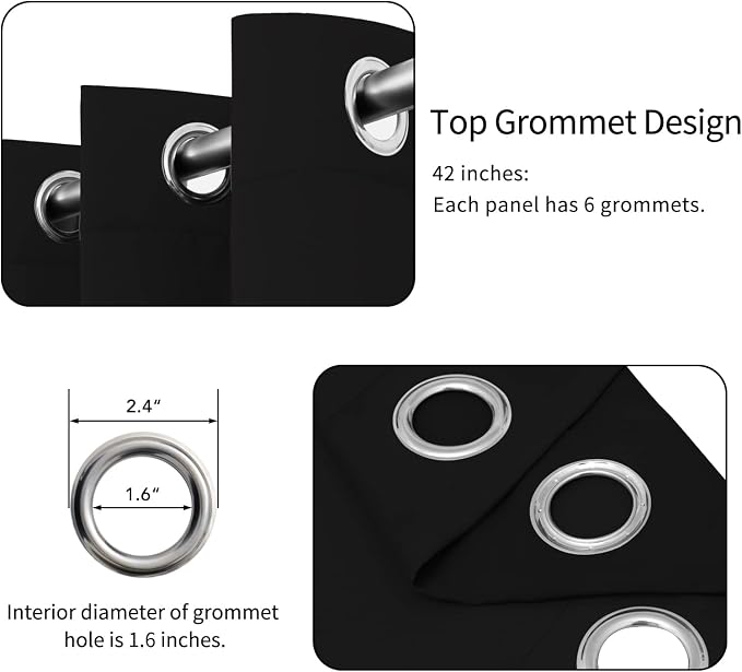 Easy-Going Thermal Grommet Blackout Curtains, 2 Panels 42x45 in, Noise Reduction - Image 4