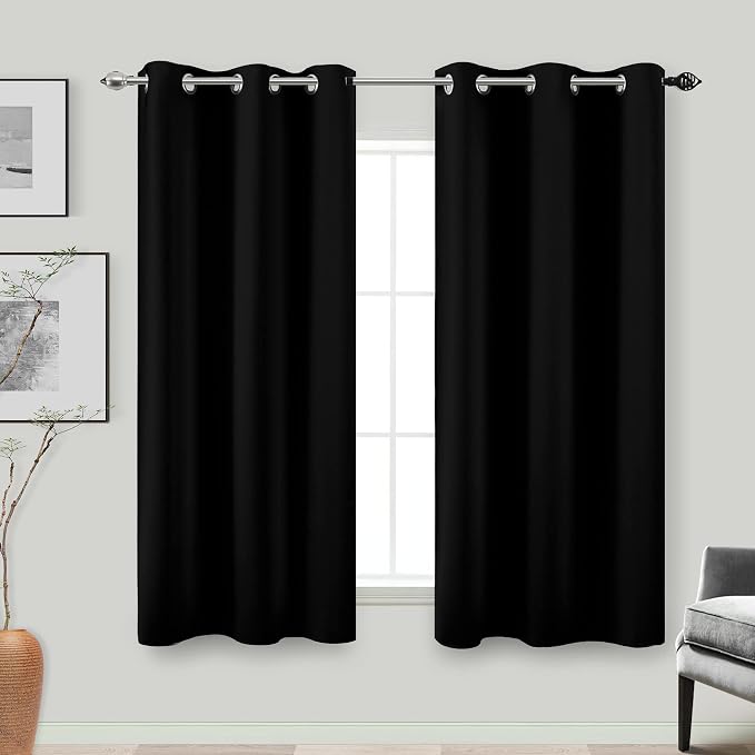 KOUFALL Short Curtains for Kitchen Bathroom, Sleep Out Blackout Drapes for by KOUFALL