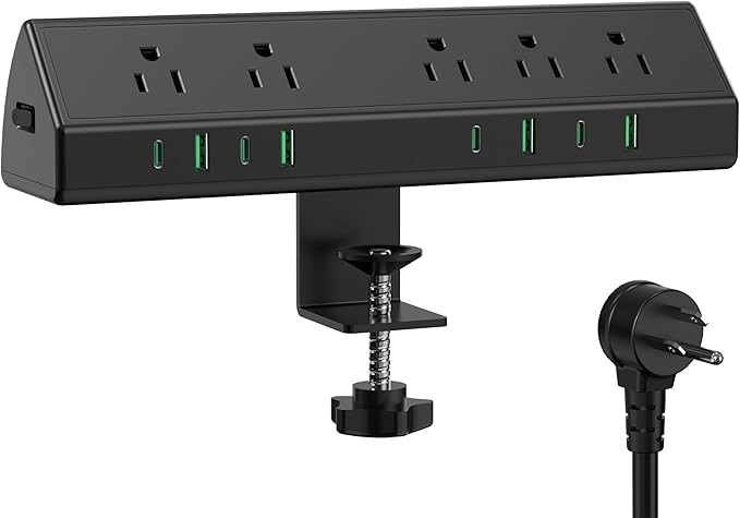 Jgstkcity Desk Clamp Power Strip USB C 45W, 8 USB, 10FT Cable, Edge Mount by Jgstkcity