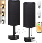Black Bedside Table Lamps Set of 2 - Image 8