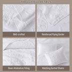B2EVER White Damask Quilt King Size Bedding Sets - Image 6