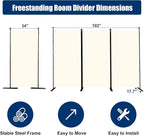 Room Divider 3 Panel-102''Wide, 6FT Room Dividers and Folding Privacy Screen | - Image 6