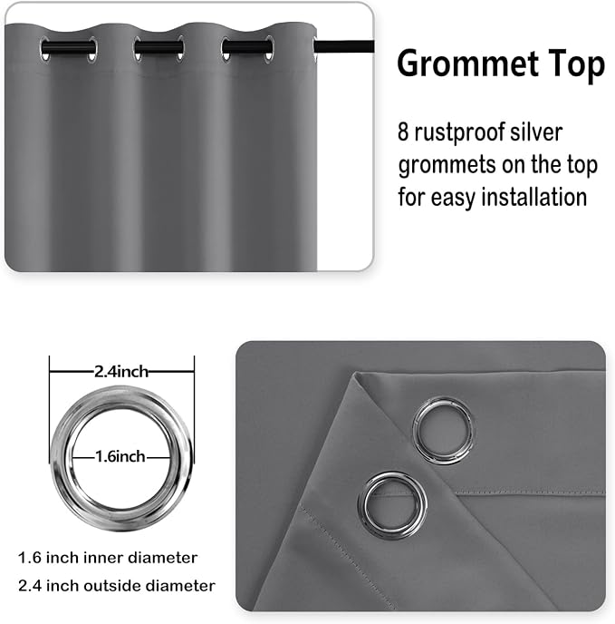 DWCN Grey Blackout Short Curtains - Image 5