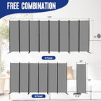 8 Panel Folding Privacy Screen, 14.67ft Wide Partition Room Dividers Panel | - Image 5