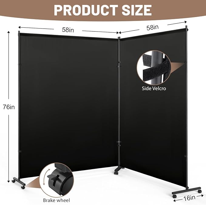 2 Panels Room Divider/Privacy Screen 5FT*6FT - Image 2