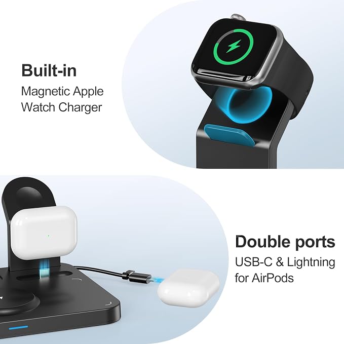 ANJANK Wireless Charging Station, 5 in 1 Multiple Charger Stand - Image 5