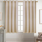 Diraysid 100% Blackout Curtains Beige Linen Curtains - Image 3