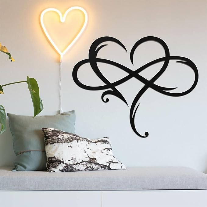 Infinity Heart Wall Decor, Unique Infinity Heart Metal Art Wall Decor Love Sign - Image 2