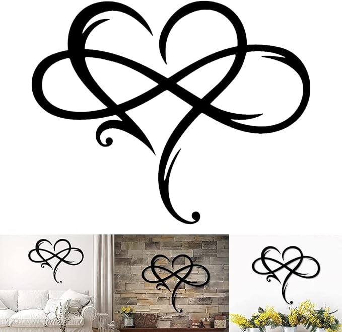 Infinity Heart Wall Decor, Unique Infinity Heart Metal Art Wall Decor Love Sign - Image 8